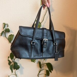 Coach Tan and Black Leather Bag